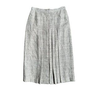 Vintage Gianni Skirt Womens Drop Waist Pleated Front Pencil 12 Tweed Midi Preppy